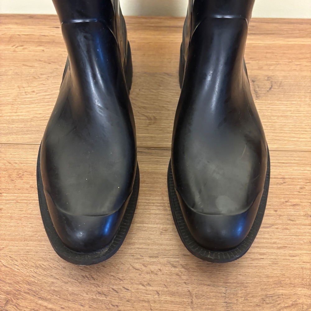 BURBERRY Crosshill Heart Check Rain Boots In Black Women Size 40 Outdoor Rubber - Picture 5 of 14